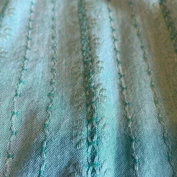 LC Lauren Conrad Green Smocked Ruffle Sleeve Midi Dress Size M Medium Teal Party - Picture 15 of 15